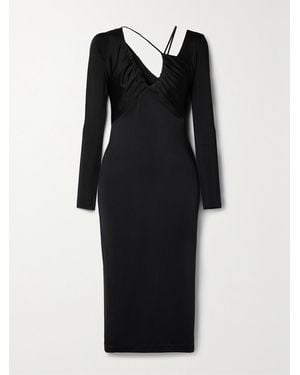 Et Ochs Bella Gathered Satin-Jersey Midi Dress - Black