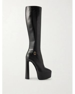 Saint Laurent Nico Leather Over-The-Knee Boots - Black