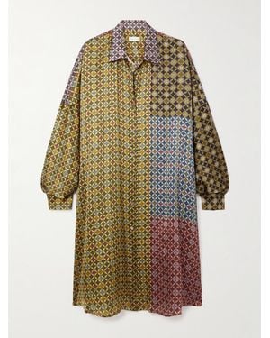 Dries Van Noten Printed Satin Shirt Dress - Multicolour