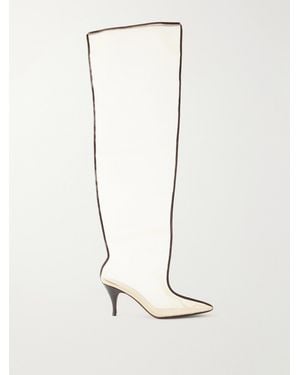 Herbert Levine Drawing A Blank 80 Mesh Over-The-Knee Boots - White