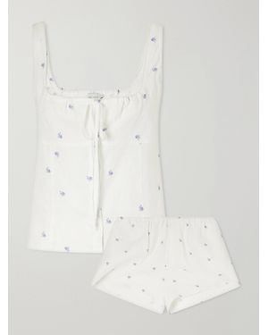 Deiji Studios Floral-Printed Linen Pyjama Set - Natural