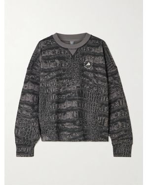 adidas By Stella McCartney Sweatshirt Aus Biobaumwoll-Jersey Mit Krokodilprint - Grau