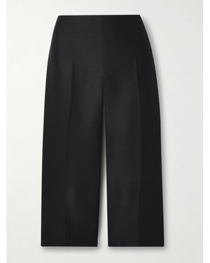 The Row Pantalon Droit Raccourci En Crêpe De Laine Et De Soie Mélangées Adelie - Noir