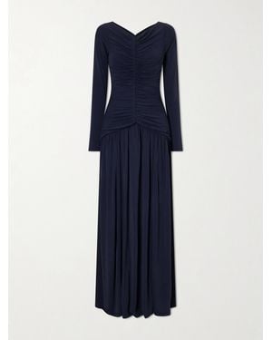 La Ligne Ruched Jersey Maxi Dress - Blue