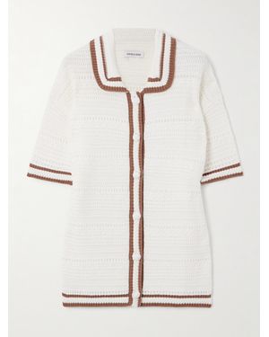 Veronica Beard Cardigan Aus Baumwolle Mit Streifen - Weiß