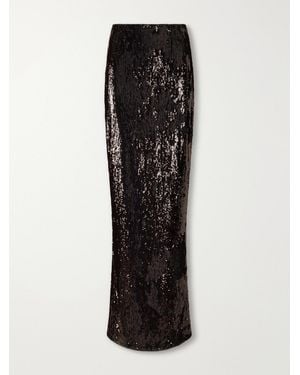 Balmain Sequined Crepe Maxi Skirt - Black