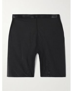 Spanx Smooth Ribbed Stretch-Mesh Shorts - Schwarz