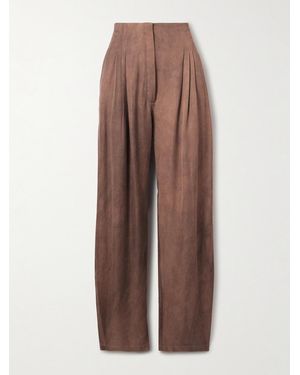 Cortana Eclipse Pleated Voile Tapered Trousers - Brown