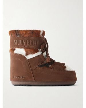 Moon Boot Icon Low Archive 1985 Suede-Trimmed Calf-Hair Boots - Brown