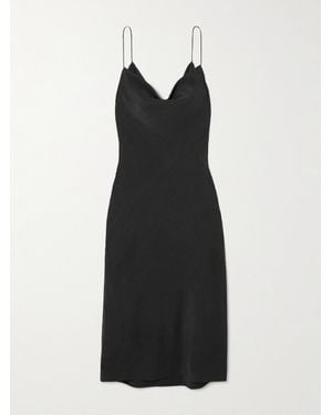 Calvin Klein Lynn Draped Wool Crepe De Chine Midi Dress - Black
