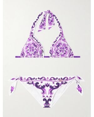 Dolce & Gabbana Bedruckter Neckholder-Triangel-Bikini - Lila