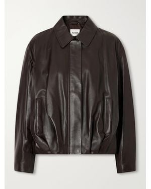 Arma Melis Pleated Leather Jacket - Black