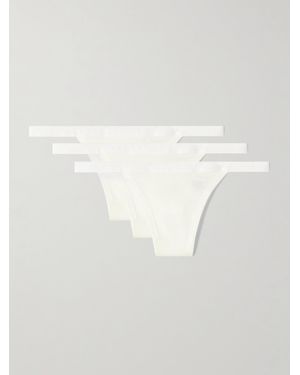 CDLP Set Of Three Stretch-Tencel Lyocell Thongs - White