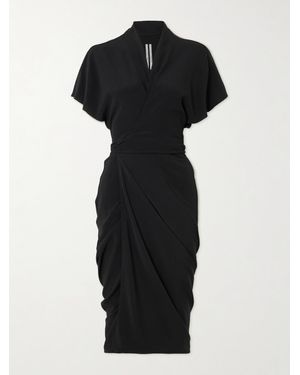 Rick Owens Midi-Wickelkleid Aus Crêpe Mit Raffungen - Schwarz