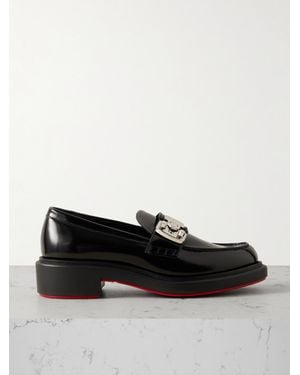Christian Louboutin Urban Moc Lock Loafers Aus Glanzleder Mit Verzierung - Schwarz