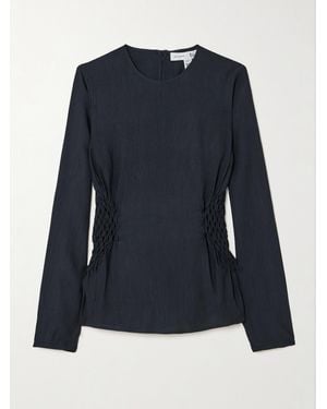 NET-A-PORTER FOR THE KING'S FOUNDATION Smocked Lenzing Ecovero, Enka And Wool-Blend Blouse - Blue