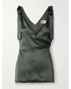 NET-A-PORTER FOR THE KING'S FOUNDATION Silk-Satin Wrap Top - Green