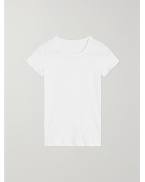 Leset Pointelle-Knit Cotton-Jersey T-Shirt - White