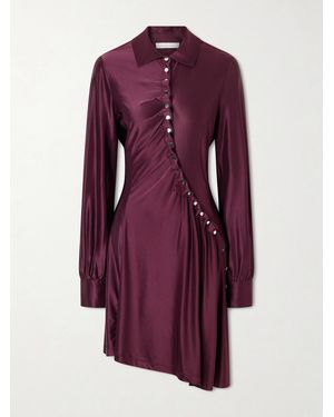 Rabanne Pleated Jersey-Satin Mini Dress - Purple