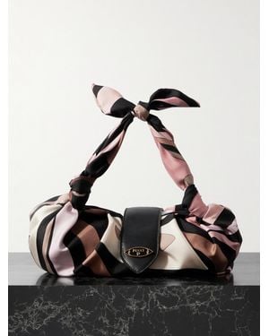 PUCCI Schultertasche Aus Bedrucktem Seiden-Twill Mit Lederbesätzen Und Knoten - Schwarz