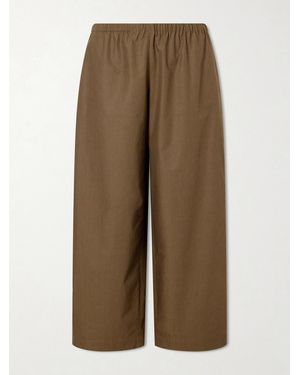 KHAITE Roma Cotton-Poplin Wide-Leg Trousers - Natural