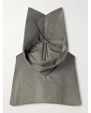 Rick Owens Cowl Distressed Padded Garment-Dyed Shell Cape - Grey