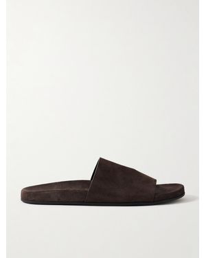 The Row Hugh Suede Slides - White