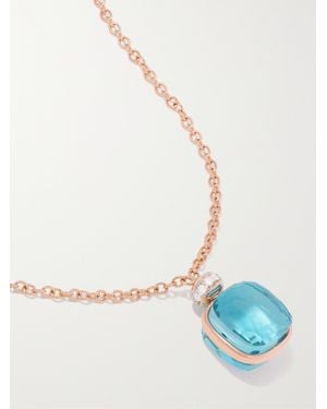 Pomellato Nudo Kette Aus 18 Karat Rosé- Und Weißgold Mit Topas Und Diamanten - Blau