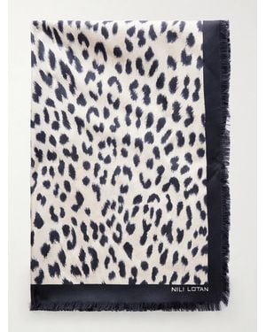 Nili Lotan Savanna Leopard-Print Silk Scarf - Black