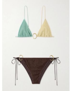 Oséree Lumière O Kini Embellished Lurex Triangle Bikini - Multicolour