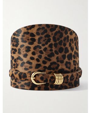 DEHANCHE Leopard-Print Calf Hair Waist Belt - Black