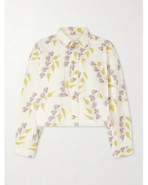 Ulla Johnson Bobbi Cropped Printed Denim Jacket - Natural