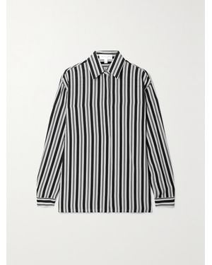 Michael Kors Striped Organic Silk Crepe De Chine Shirt - Black