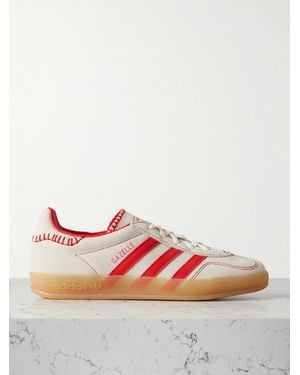 adidas Originals Gazelle Indoor Leather-Trimmed Suede Trainers - Red