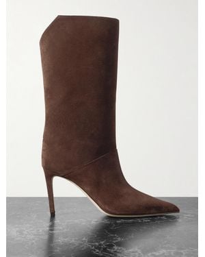 Jimmy Choo Beren 85 Stiefel Aus Veloursleder - Braun