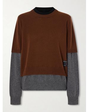 Marni Logo-Appliquéd Cashmere Cardigan - Brown