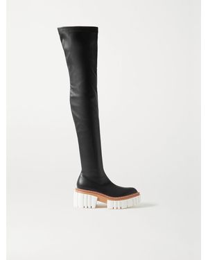 Stella McCartney Emilie Vegetarian Leather Platform Over-The-Knee Boots - Black
