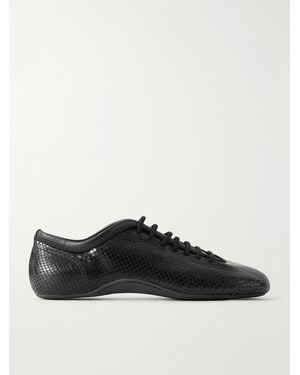 Dries Van Noten Snake-Effect Leather Sneakers - Black