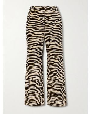 Rabanne Straight-Leg Zebra-Print Cotton-Blend Velvet Pants - Multicolor