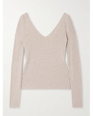 Skin Ribbed Stretch-Jersey Top - Natural