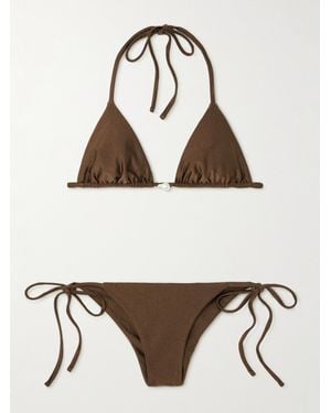 SARA CRISTINA Pearl-Embellished Triangle Bikini - Grey