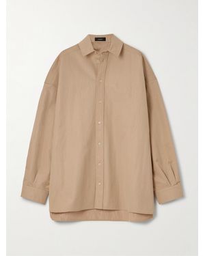Wardrobe NYC Oversized Cotton-Blend Drill Mini Shirt Dress - Natural