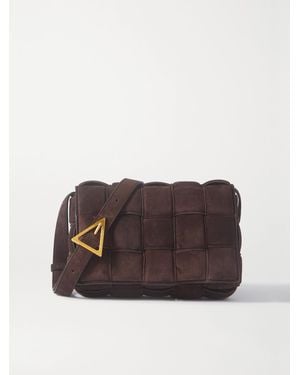 Bottega Veneta Padded Cassette Intrecciato Suede Cross-body Bag - Brown