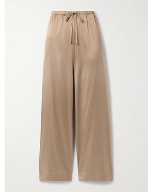 ÉTERNE Brody Silk-Blend Satin Wide-Leg Trousers - Natural