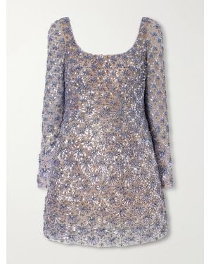 Oscar de la Renta Crystal-Embellished Mini Dress - Blue