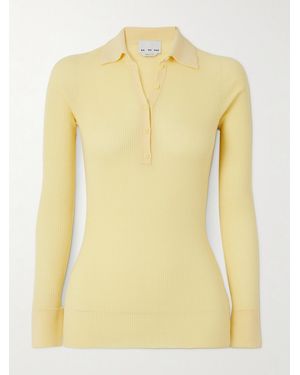 Sa Su Phi Ribbed Cashmere And Silk-Blend Polo Shirt - Yellow