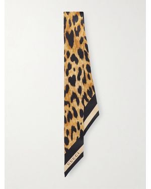 Gucci Heritage Animal-Print Silk Twill Scarf - White