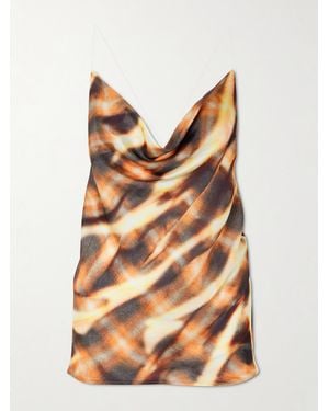 Y. Project Rückenfreies Oberteil Aus Bedrucktem Satin Mit Falten - Braun