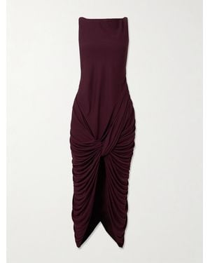 Loewe Knot-Front Draped Maxi Dress - Purple