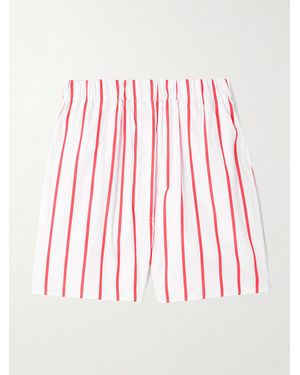 Frankie Shop Lui Striped Cotton-Poplin Shorts - Red